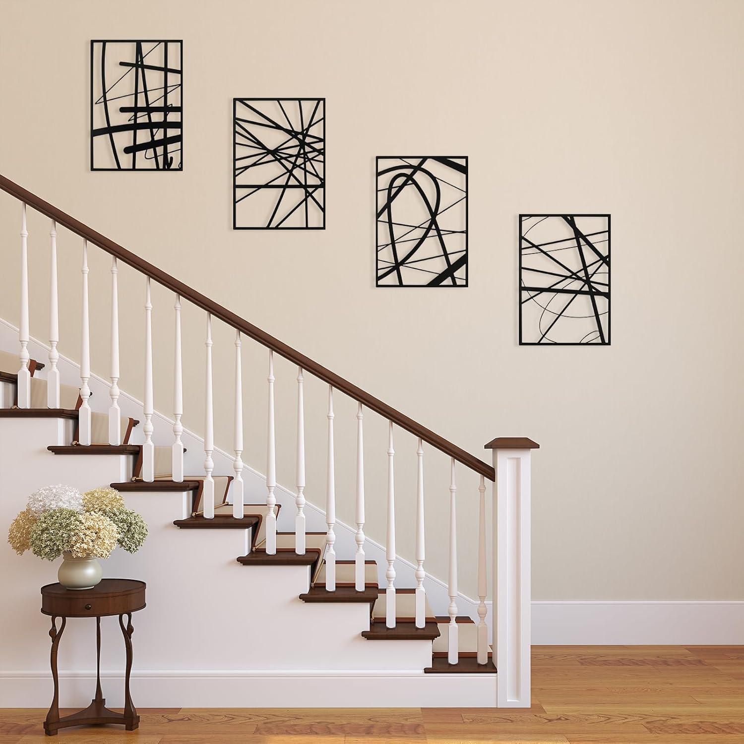 Black Abstract Wall Art, Metal Single Line Art Wall Decor, 3D Textured Sculptures, Modern Decor for Living Room Bedroom Bathroom Study, 17'' x 12'', 4 Pack - Image 7