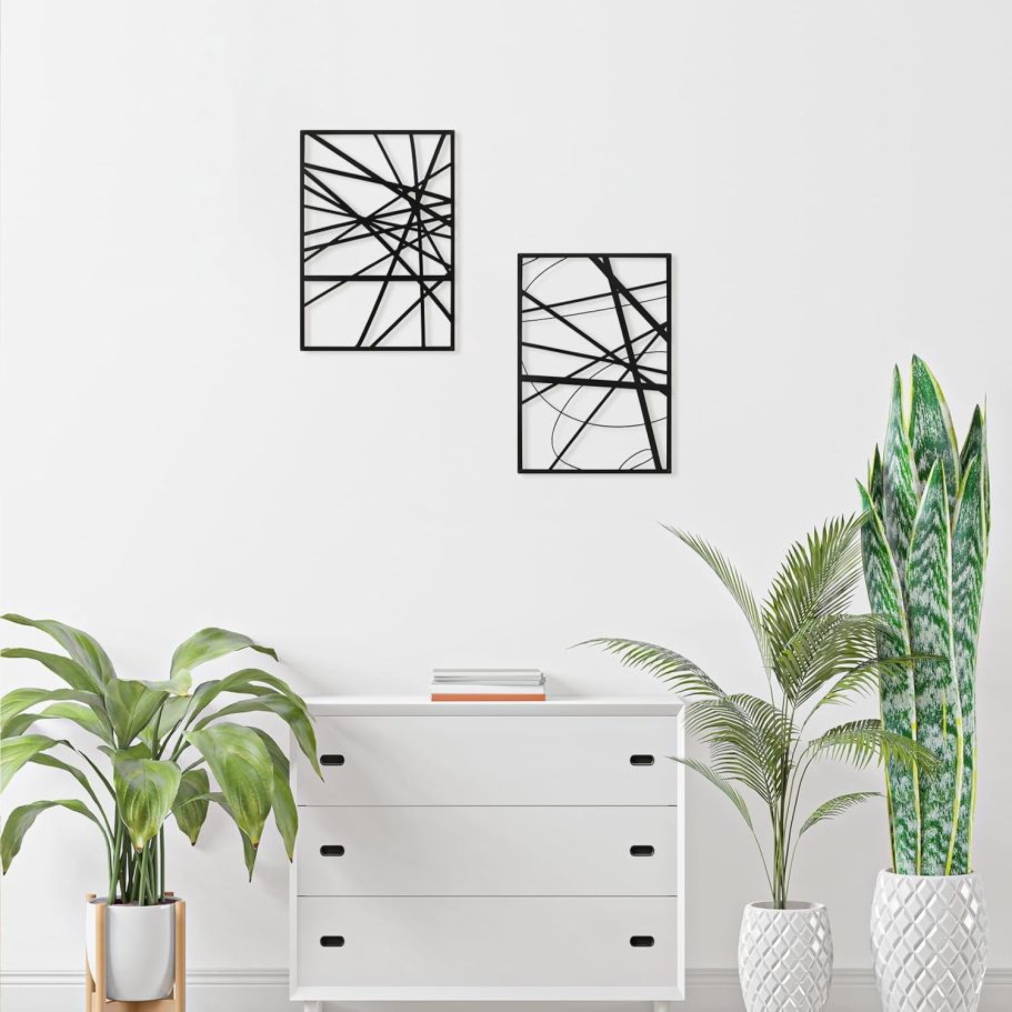 Black Abstract Wall Art, Metal Single Line Art Wall Decor, 3D Textured Sculptures, Modern Decor for Living Room Bedroom Bathroom Study, 17'' x 12'', 4 Pack - Image 8