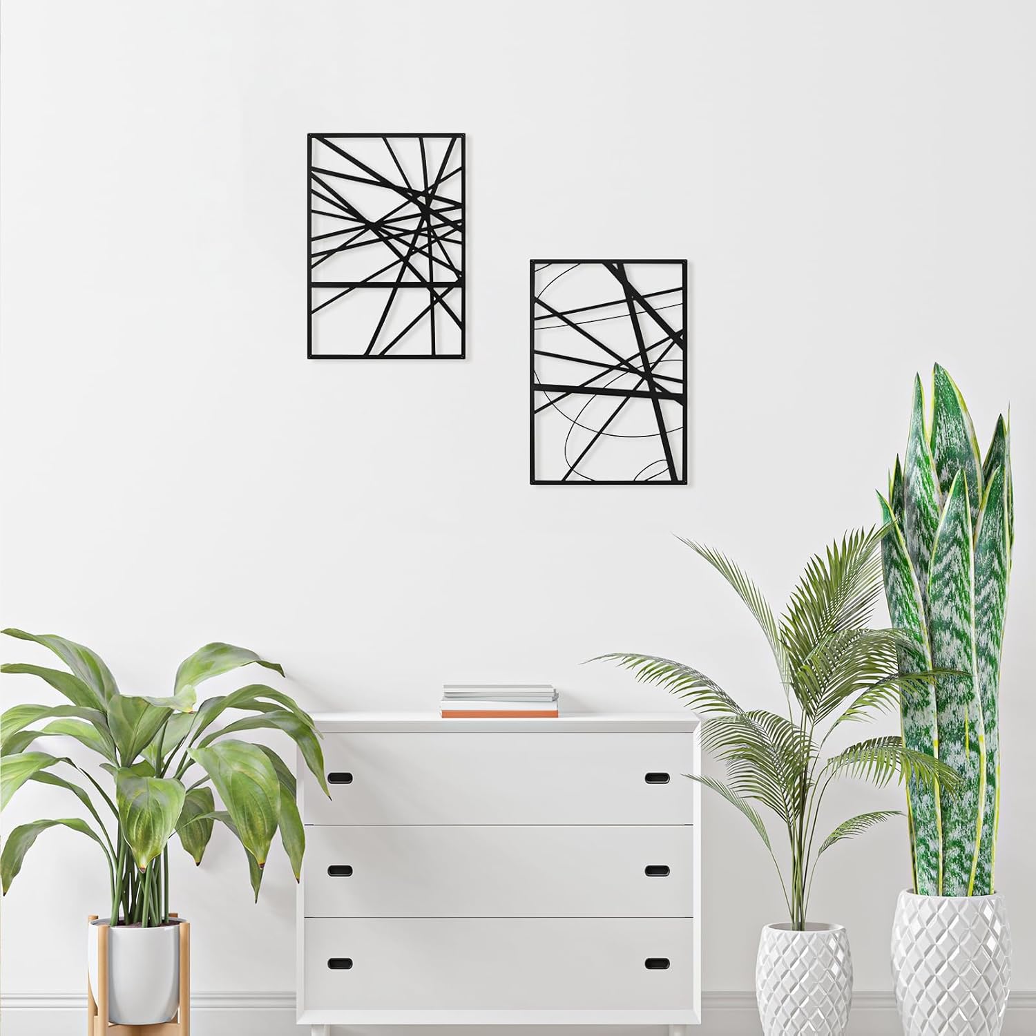 Black Abstract Wall Art, Metal Single Line Art Wall Decor, 3D Textured Sculptures, Modern Decor for Living Room Bedroom Bathroom Study, 17'' x 12'', 4 Pack - Image 8