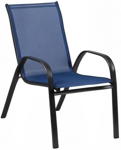 Flash Furniture Brazos Series Outdoor Stackable Patio Chairs with Flex Comfort Material, Stacking Outdoor Modern Sling Patio Chairs, Set of 4, Navy - Image 11